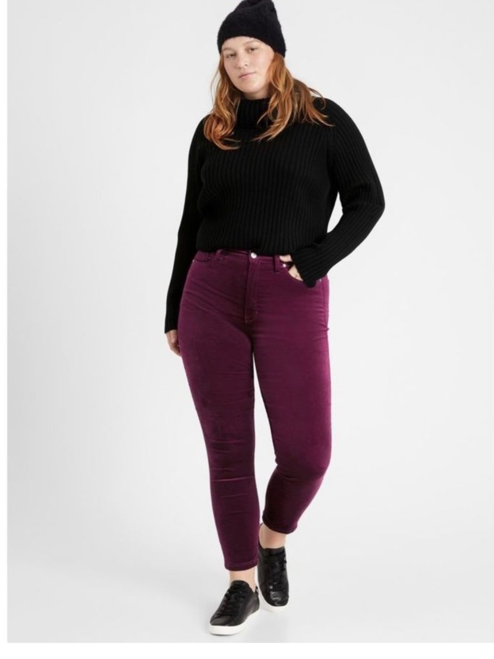 Banana Republic Plum Velvet Cropped High-Rise Jeans